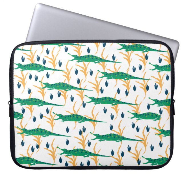 Cute krokodiles sömlös mönster. Tecknad djur. Laptop Fodral (Framsidan)