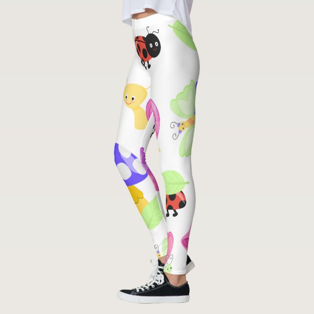 Cute Kryp Nature Mönster Leggings Women's Unique (Vänster)