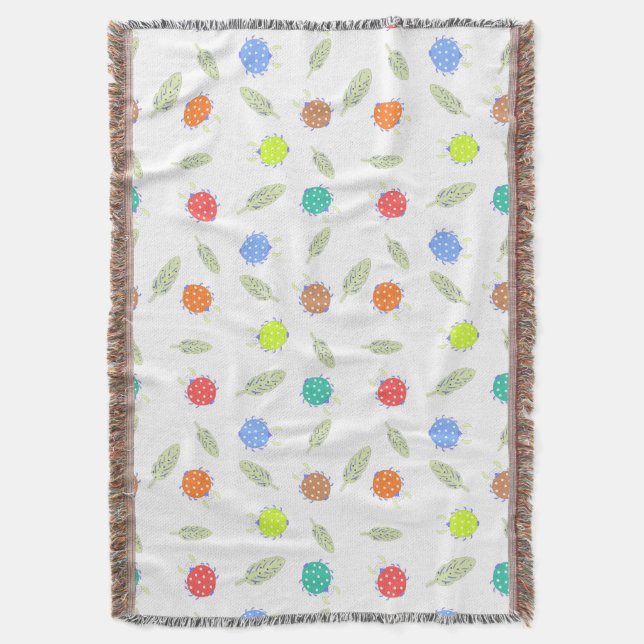 Cute kryp och löv sömlös mönster filt (Framsidan Vertikal)