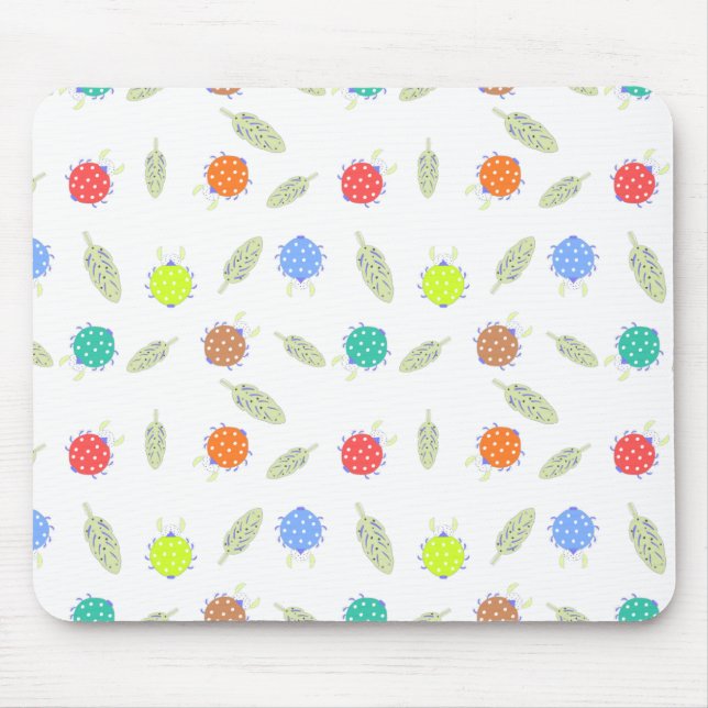 Cute kryp och löv sömlös mönster musmatta (Framsidan)