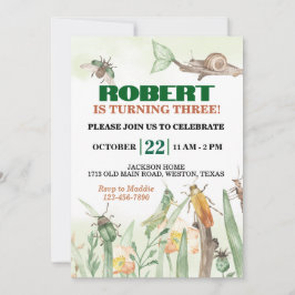 Cute Kryp och Snigel födelsedag Inbjudningar