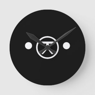 Cute Kuma Bear Kaomoji Japansk etisk textkonst Rund Klocka