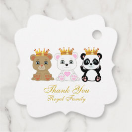Cute Kung Bears Tack on White Gåvor Etiketter