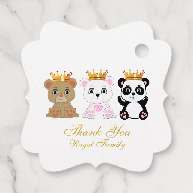 Cute Kung Bears Tack on White Gåvor Etiketter (Baksida)