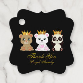 Cute Kung Bears Tack på Black Gåvor Etiketter