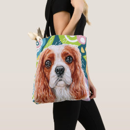 Cute Kung Charles Spain Colorful Flowers Tygkasse