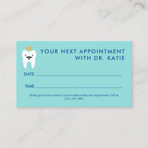 Cute Kung Tooth Pediatriska dentist Möte Tidsbeställning Kort