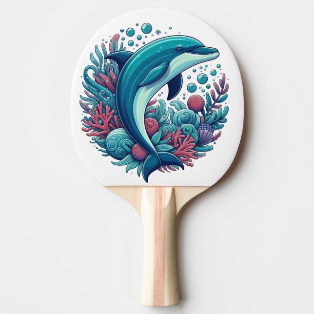 Cute, kustnära/nautiska delfiner pingisracket (Framsidan)