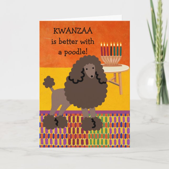 Cute Kwanzaa är bättre med en Pudel-Hund Kort (Framsida)