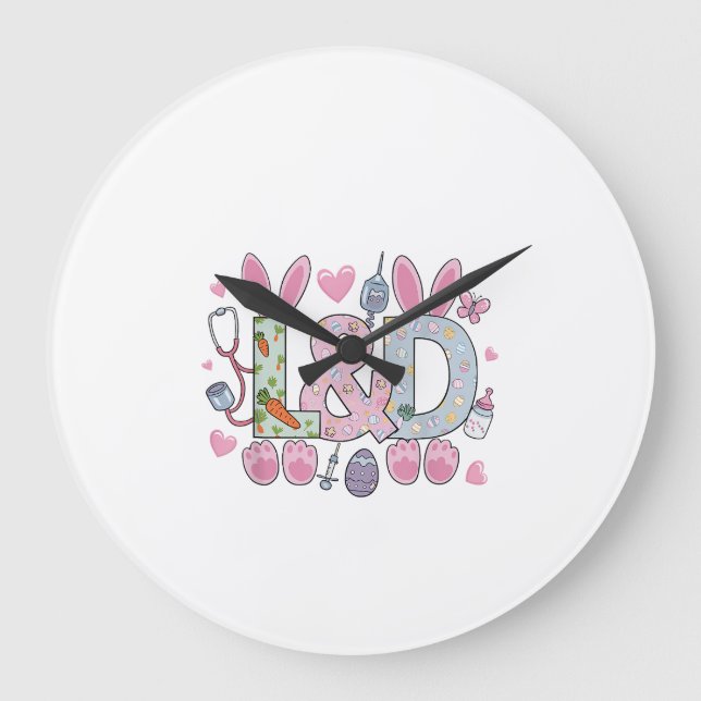 Cute L&D Labor and Delivery Nurse Easter Bunny Egg Stor Klocka (Framsida)