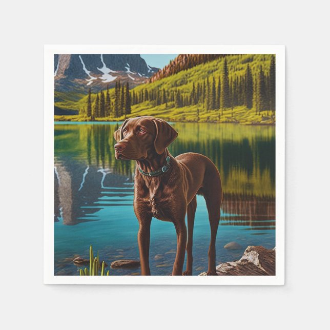 Cute Lab Hund Chocolate Labrador Retriever Animal Pappersservett (Framsidan)