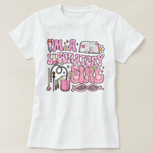 Cute Lab Week Jag är en Laboratory Girl Retro T Shirt (Design framsida)