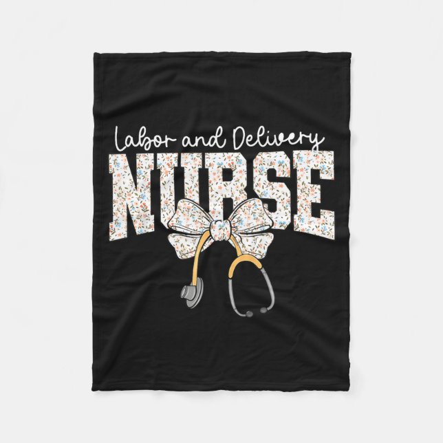 Cute Labor And Delivery Nurse Stethoscope Coquette Fleecefilt (Framsidan)