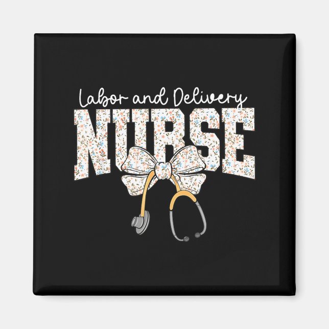 Cute Labor And Delivery Nurse Stethoscope Coquette Magnet (Framsidan)