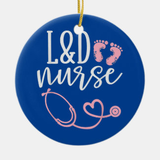 Cute Labour and Delivery Nurse L D Nurse Julgransprydnad Keramik