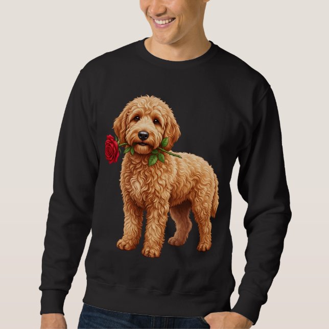 ‏Cute Labradoodle Dog Lång Ärmad Tröja (Framsida)