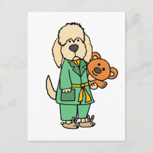 Cute Labradoodle-Hund med Nallens Tecknad Vykort