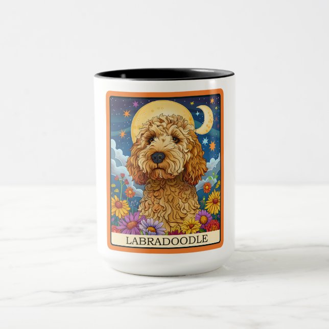 Cute Labradoodle Hund Tarot Card Mugg (Center)