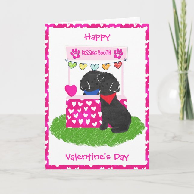 Cute Labradoodles Valentindagen Kissing Booth Helgkort (Framsida)