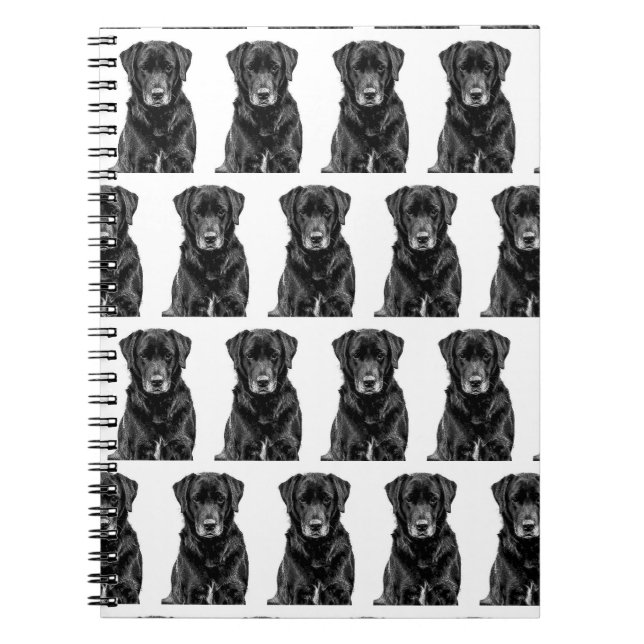 Cute Labrador Black Hund Puppy Pet Sketch Anteckningsbok (Framsidan)