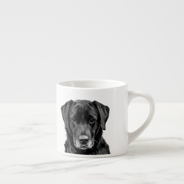 Cute Labrador Black Hund Puppy Pet Sketch Espressomugg (Höger)