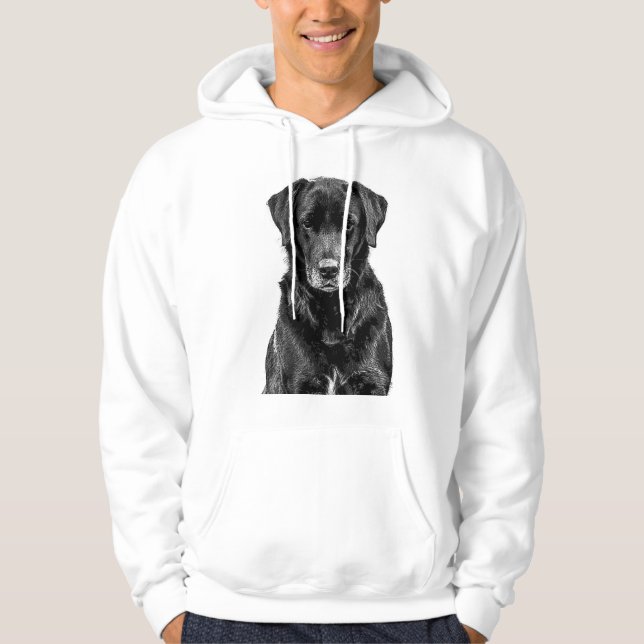 Cute Labrador Black Hund Puppy Pet Sketch Hoodie (Framsida)