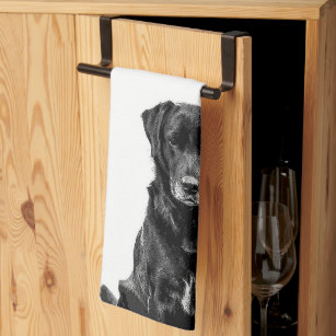 Cute Labrador Black Hund Puppy Pet Sketch Kökshandduk