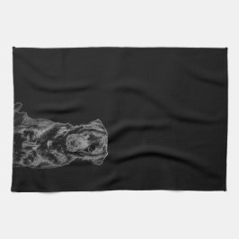 Cute Labrador Black Hund Puppy Pet Sketch Kökshandduk