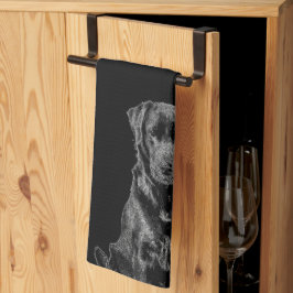 Cute Labrador Black Hund Puppy Pet Sketch Kökshandduk