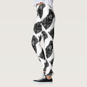 Cute Labrador Black Hund Puppy Pet Sketch Leggings