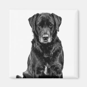 Cute Labrador Black Hund Puppy Pet Sketch Magnet