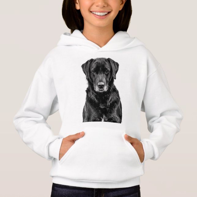Cute Labrador Black Hund Puppy Pet Sketch T Shirt (Framsida)