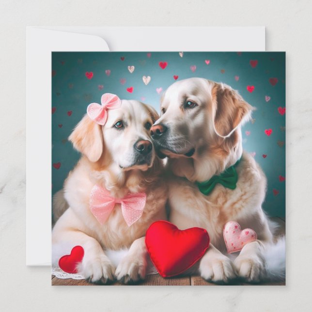 Cute labrador couple valentine's day julkort (Framsida)