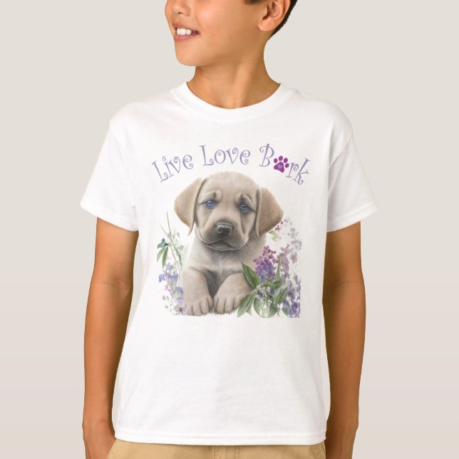 Cute Labrador Hund Blommigt T Shirt (Framsida)