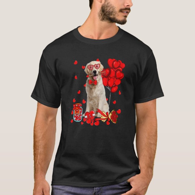 Cute Labrador Hund Funny Heart Valentine Day Hund T Shirt (Framsida)