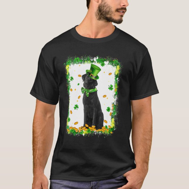 Cute Labrador Hund St patricks day Irish Shamrock  T Shirt (Framsida)