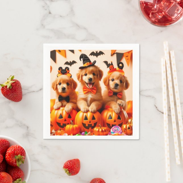 Cute labrador puppies halloween pappersservett (Insitu)