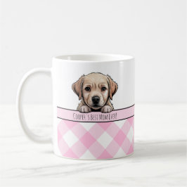 Cute Labrador Puppy Best Dog Mom Pink Gingham Kaffemugg