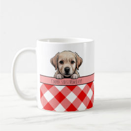 Cute Labrador Puppy Best Dog Mom Red Gingham Kaffemugg