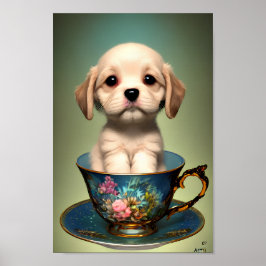Cute Labrador Puppy i Tekopp Poster