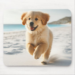 Cute Labrador Puppy Running på Beach Musmatta