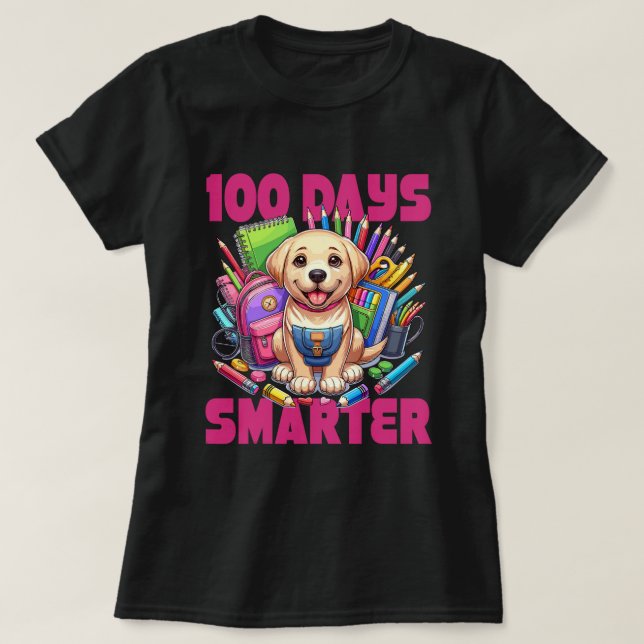 Cute Labrador Retriever 100-årsdagen av skolan 100 T Shirt (Design framsida)