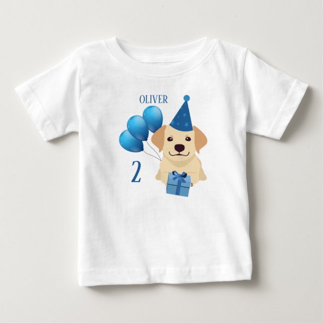 Cute Labrador Retriever Birthday Boy T-Shirt (Framsida)