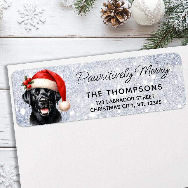 Cute Labrador Retriever Festive Hund Returadress Etikett (Skapare uppladdad)