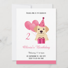 Cute Labrador Retriever Girl Birthday-inbjudan Inbjudningar