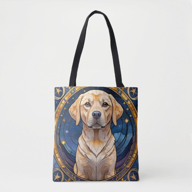 Cute Labrador Retriever Glass Natten Himmel Tygkasse (Framsida)