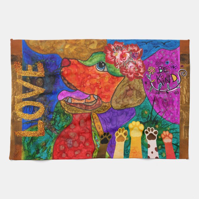 Cute Labrador Retriever Hund Kitchen Towel Kökshandduk (Horisontell)