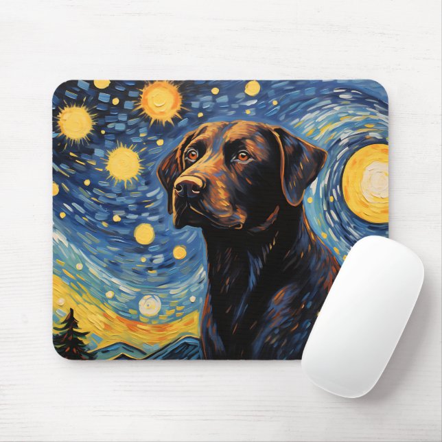 Cute Labrador Retriever Hund Starry Night Musmatta (Med mus)