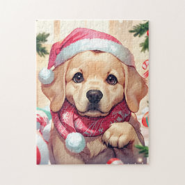 Cute Labrador Retriever med pastellhatt och scarf Pussel