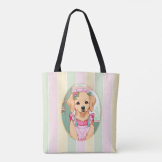 Cute Labrador Retriever Pastel Linjer Cottagecore Tygkasse